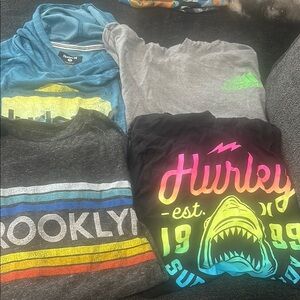 Hurley Black Short Sleeve Tee with Neon Surf Graphics
